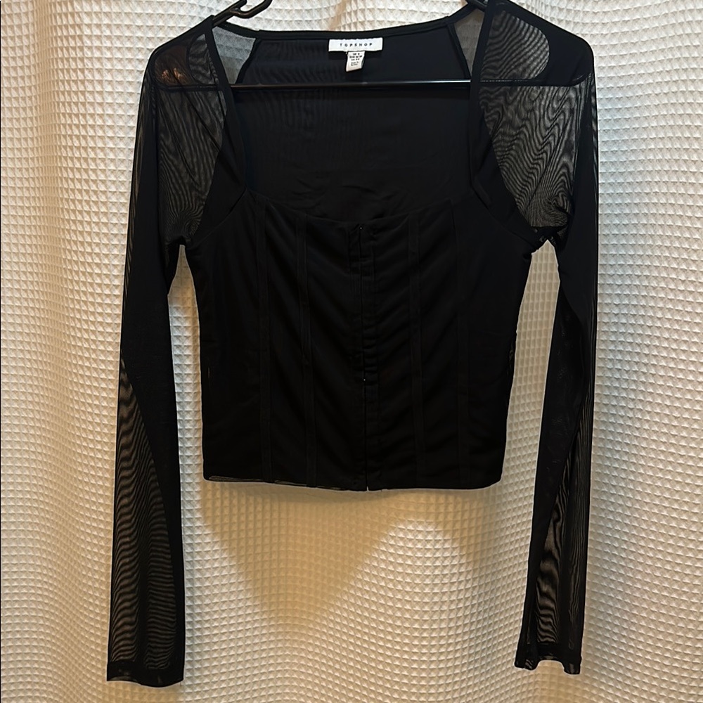 Topshop Mesh Corset Crop Top